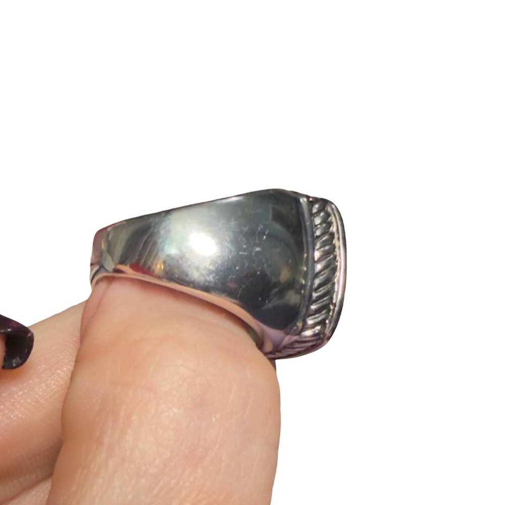 Purple Faceted Stone Silver Tone Ring CZ Halo Size 7 - Picture 5 of 6
